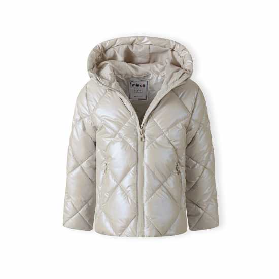 Ватирано Яке Girls Quilted Jacket With Hood And Zip Pockets Cream  