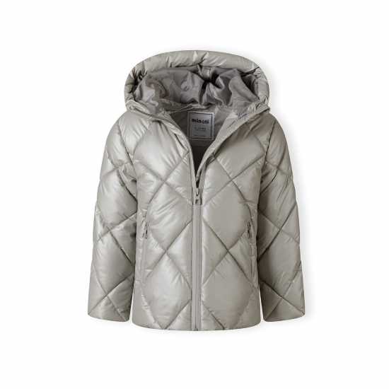 Ватирано Яке Minoti Girls Quilted Jacket With Hood And Zip Pockets Silver  