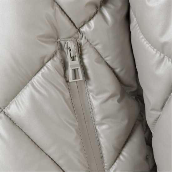 Ватирано Яке Minoti Girls Quilted Jacket With Hood And Zip Pockets Silver  