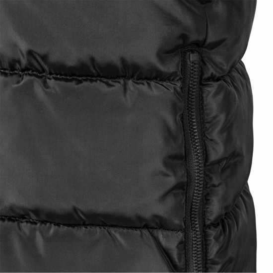 Ватирано Палто Girls Long Winter Quilted Coat With Hood And Side Slits Black Ватирано Палто Girls Long Winter Quilted Coat With Hood And Side Slits Black