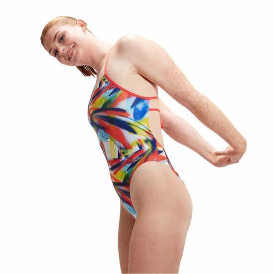Дамски бански Speedo Womens Allover Digital Lattice Tie-Back Speedo Womens Allover Digital Lattice Tie-Back Дамски бански