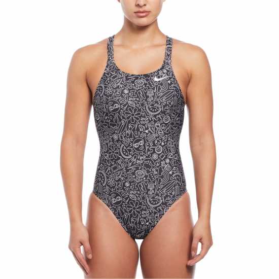 Nike Swim Hydra Strong Cutout One-Piece Swimsuit Черно/Бяло Дамски бански