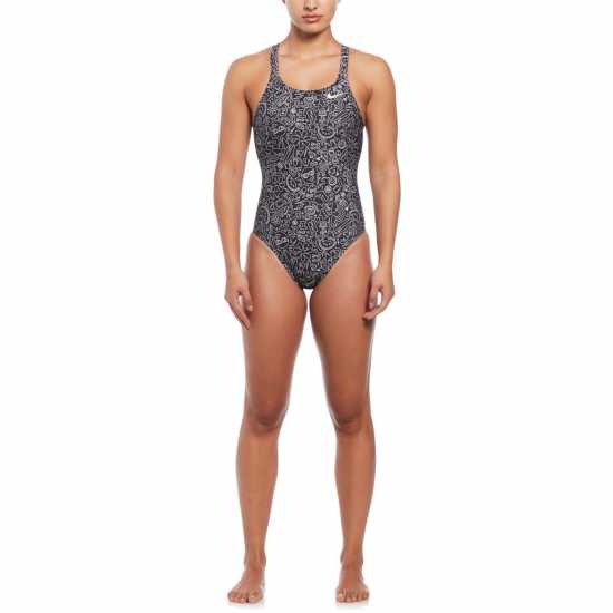 Nike Swim Hydra Strong Cutout One-Piece Swimsuit Черно/Бяло Дамски бански