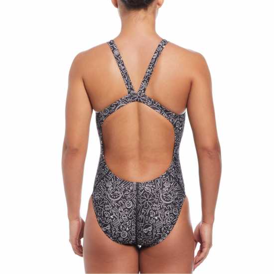 Nike Swim Hydra Strong Cutout One-Piece Swimsuit Черно/Бяло Дамски бански