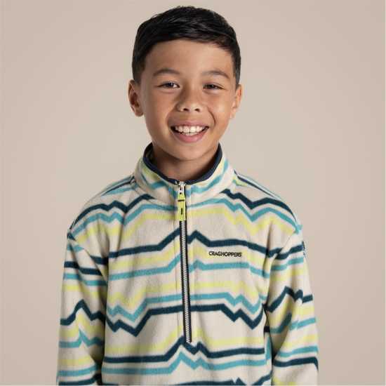 Craghoppers Unisex Kids' Bachas Quarter Zip Fleece Key Lime Prt 