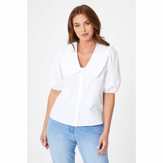 Be You Ruffle Peter Pan Collar Shirt  