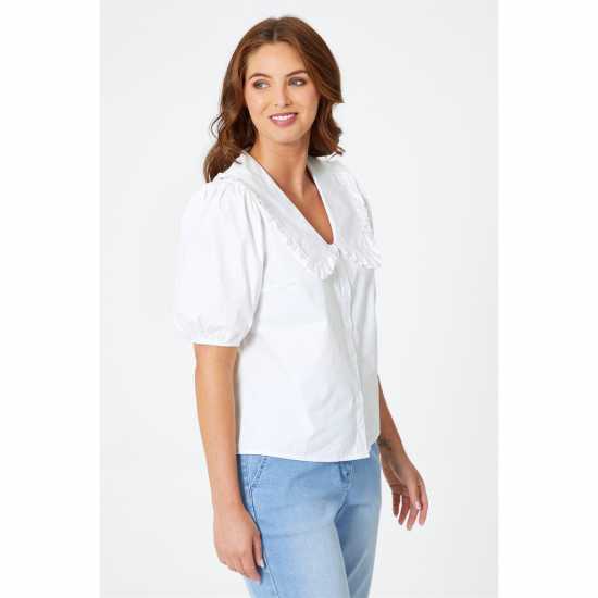 Be You Ruffle Peter Pan Collar Shirt  