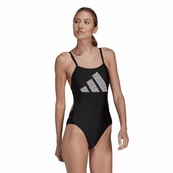 Adidas 3 Bar Logo Print Swimsuit Womens  Дамски бански