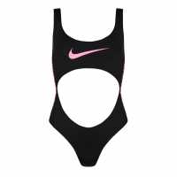 Nike Swimming Animal Tape Cut Out Swimsuit Black Дамски бански