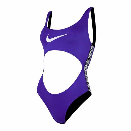 Nike Swimming Animal Tape Cut Out Swimsuit Indigo Burst Дамски бански