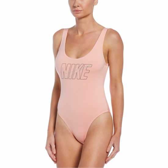 Nike Multi Logo U-Back One Piece Womens Bleachd Coral Дамски бански