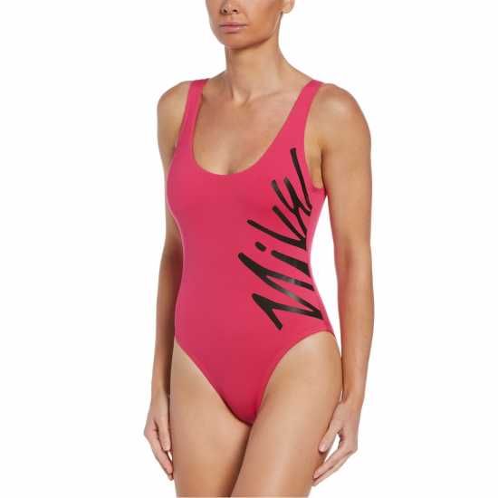 Nike Multi Logo U-Back One Piece Womens Pink Prime Дамски бански