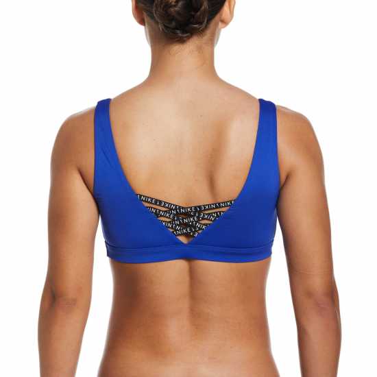 Nike Swim Sneakerkini Scoop Neck Bikini Top Womens Racer Blue Дамски бански