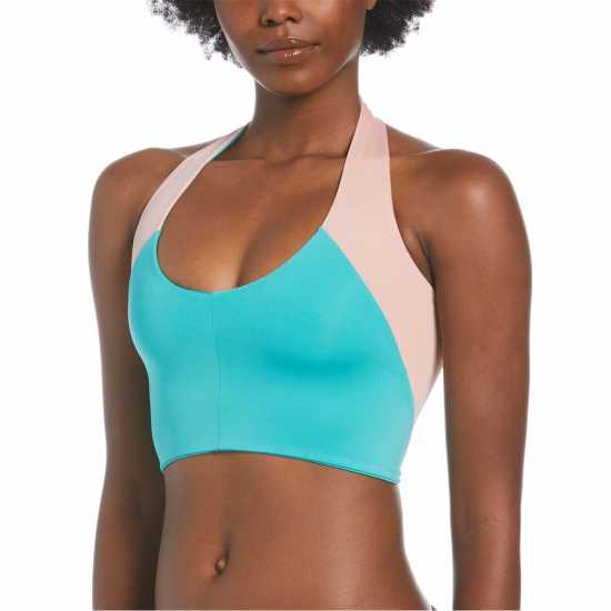 Nike Swimming Icon Colourblock 3 In 1 Bikini Top Washed Teal Дамски бански