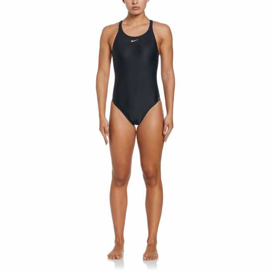 Nike Fusion Logo Tape Fastback Swimsuit Womens Black Дамски бански