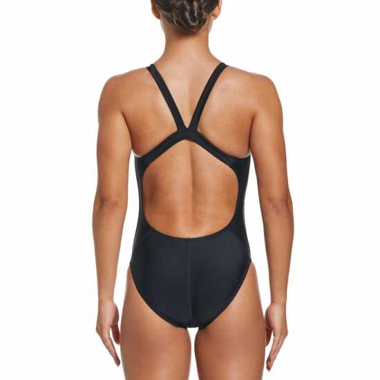 Nike Fusion Logo Tape Fastback Swimsuit Womens Black Дамски бански