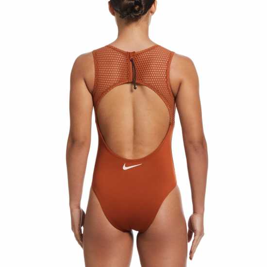 Nike Explore Wild Keyhole One Piece Swimsuit Womens Dark Russet Дамски бански
