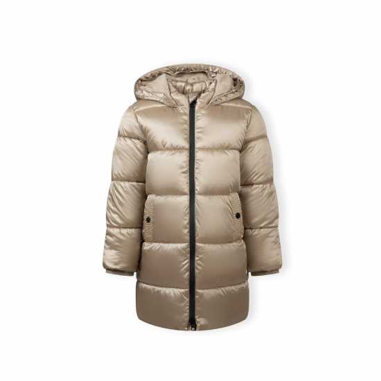 Girls Long Quilted Winter Coat With Faux Fur Trim Gold Girls Long Quilted Winter Coat With Faux Fur Trim Gold