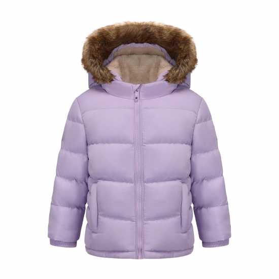 Soulcal Пухено Яке 2 Zip Bubble Jacket Infants Лилаво 