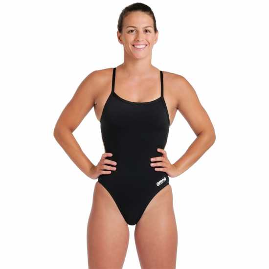Arena Team Swim Challenge Solid Womens Black White Дамски бански
