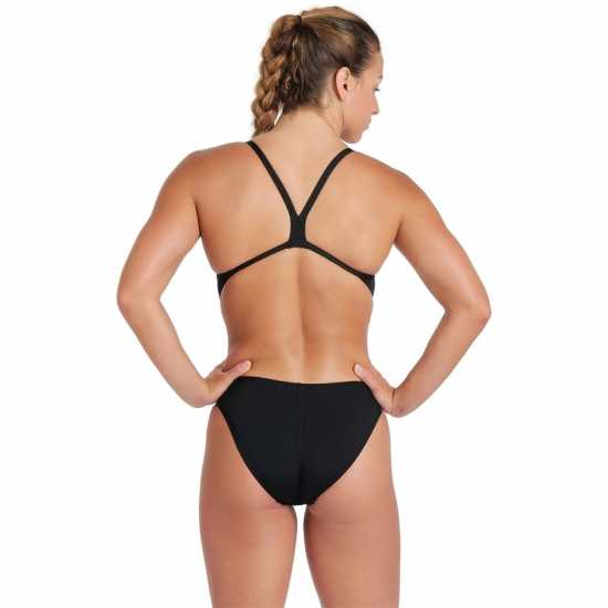 Womens Solid Team Challenge Swimsuit Black White Womens Solid Team Challenge Swimsuit Black White