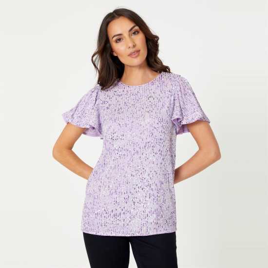 Be You Sequin Angel Sleeve Top  