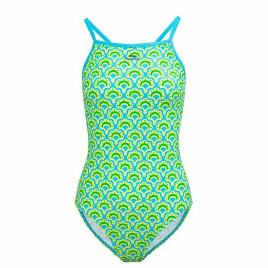 Дамски бански Slazenger Tie Back Swimsuit Womens Зелено/Жълто Slazenger Tie Back Swimsuit Womens Зелено/Жълто Дамски бански