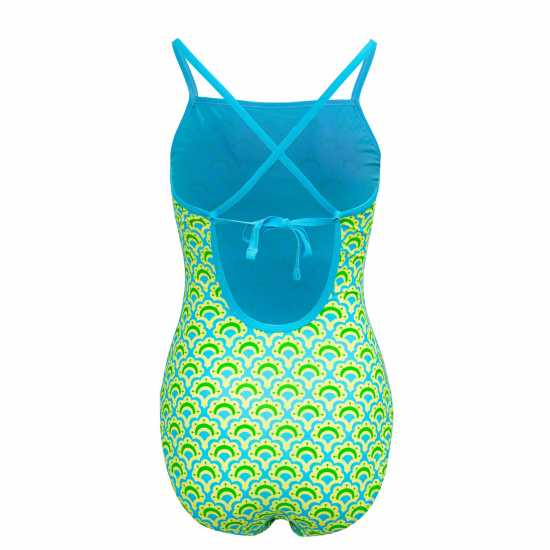 Дамски бански Slazenger Tie Back Swimsuit Womens Зелено/Жълто Slazenger Tie Back Swimsuit Womens Зелено/Жълто Дамски бански