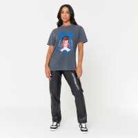 Unisex Acid Wash David Bowie T-Shirt Black  Дамски тениски и фланелки