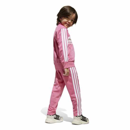 Adidas Екип Невръстни Деца Seasonal Essentials Tiberio 3-Stripes Tracksuit Infants Розово/Бяло Adidas Екип Невръстни Деца Seasonal Essentials Tiberio 3-Stripes Tracksuit Infants Розово/Бяло