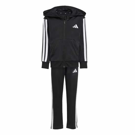 Adidas Stripe Poly Tracksuit Черно/Бяло 