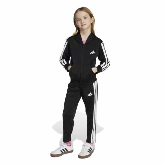 Adidas Stripe Poly Tracksuit Черно/Бяло 