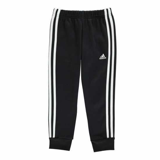 Adidas 3 Stripe Fleece Tracksuit Black/White Детски полар