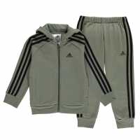 Adidas 3 Stripe Fleece Tracksuit Khaki Детски спортни екипи