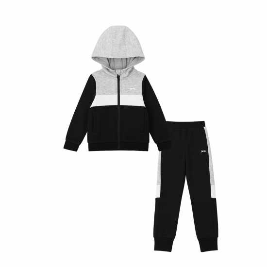 Slazenger Fleece Full Zip Tracksuit Infant Черно 