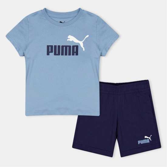 Puma Тениска С Лого Ess No.1 Logo Tee And Shorts Set Ps Tracksuit Boys Зен Син 