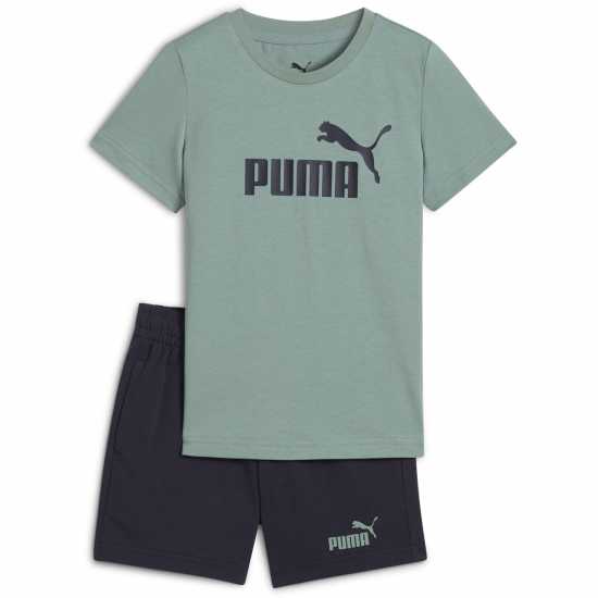 Puma Тениска С Лого Ess No.1 Logo Tee And Shorts Set Ps Tracksuit Boys Тъмно синьо Зелено Puma Тениска С Лого Ess No.1 Logo Tee And Shorts Set Ps Tracksuit Boys Тъмно синьо Зелено