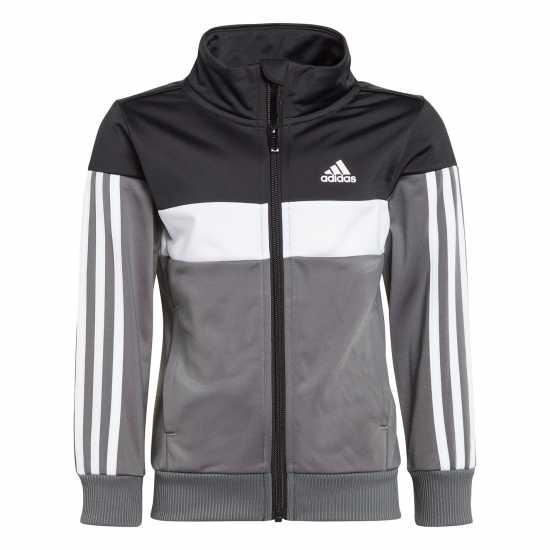 Adidas 3-Stripes Colorblock Shiny Tracksuit Kids Blk/Grey/White Детски спортни екипи