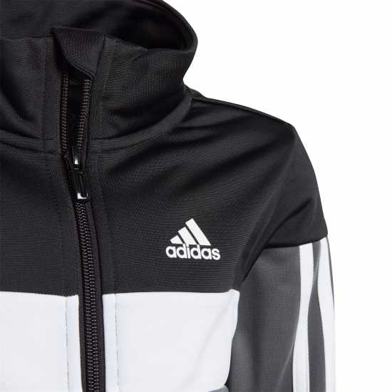 Adidas 3-Stripes Colorblock Shiny Tracksuit Kids Blk/Grey/White Детски спортни екипи