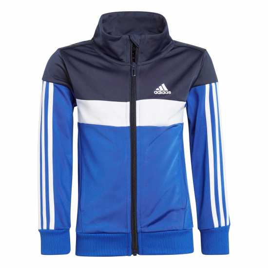 Adidas 3-Stripes Colorblock Shiny Tracksuit Kids NVY/BLU/WHT Детски спортни екипи