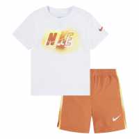 Nike T-Shirt And Shorts Set Infants Сигурно оранжево Nike T-Shirt And Shorts Set Infants Сигурно оранжево