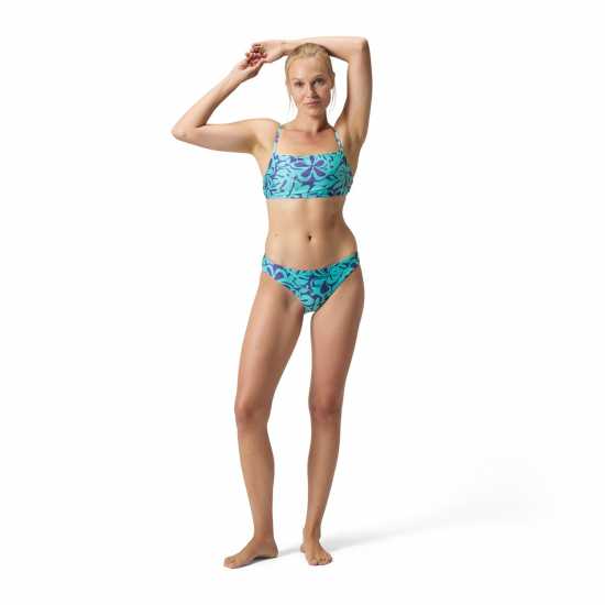 Speedo Womens Printed Adjustable Thinstrap 2 Piece Хапуна синьо Дамски бански