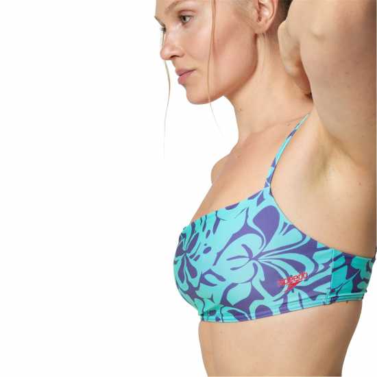 Speedo Womens Printed Adjustable Thinstrap 2 Piece Хапуна синьо Дамски бански