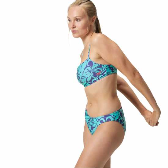 Speedo Womens Printed Adjustable Thinstrap 2 Piece Хапуна синьо Дамски бански