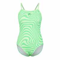 Slazenger Thinstrap One Piece Swimsuit Womens Зелено/Розово Дамски бански