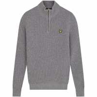 Lyle And Scott Пуловер С Цип Ribbed Quarter Zip Jumper Среден сив T28 Lyle And Scott Пуловер С Цип Ribbed Quarter Zip Jumper Среден сив T28