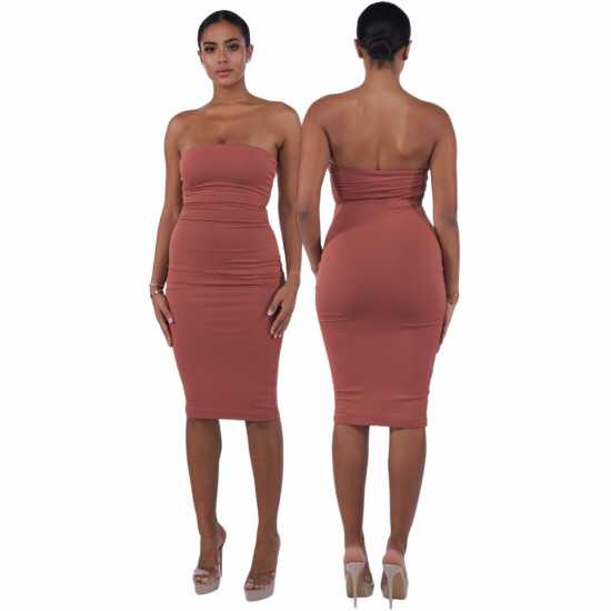 Дамска Рокля Honeyz Women's Boobtube Midi Bodycon Dress Ръст Дамска Рокля Honeyz Women's Boobtube Midi Bodycon Dress Ръст