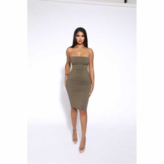 Дамска Рокля Honeyz Women's Boobtube Midi Bodycon Dress Хаки 