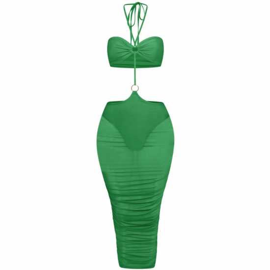 Honeyz Women's Mesh Reversible Cut Out Dress Зелено 