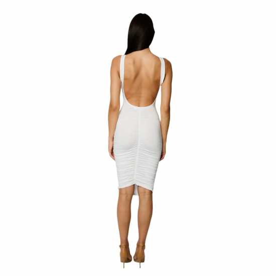 Дамска Рокля Honeyz Women's Ruched Bodycon Dress Бяло 